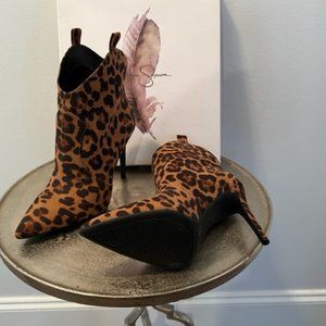 JESSICA SIMPSON Pixille Maxi Leopard Western High Heel Bootie
